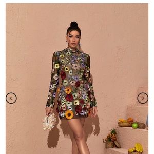 Mew Mews mesh flower mini dress
